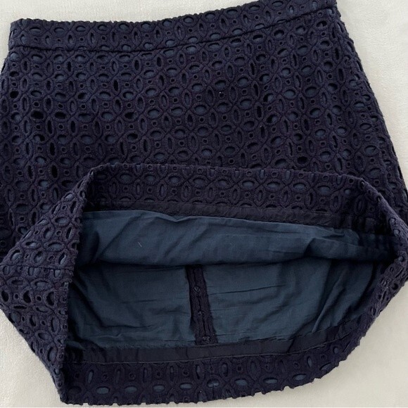 J. Crew Navy Blue Eyelet Mini Skirt, Size 2 - Picture 10 of 12